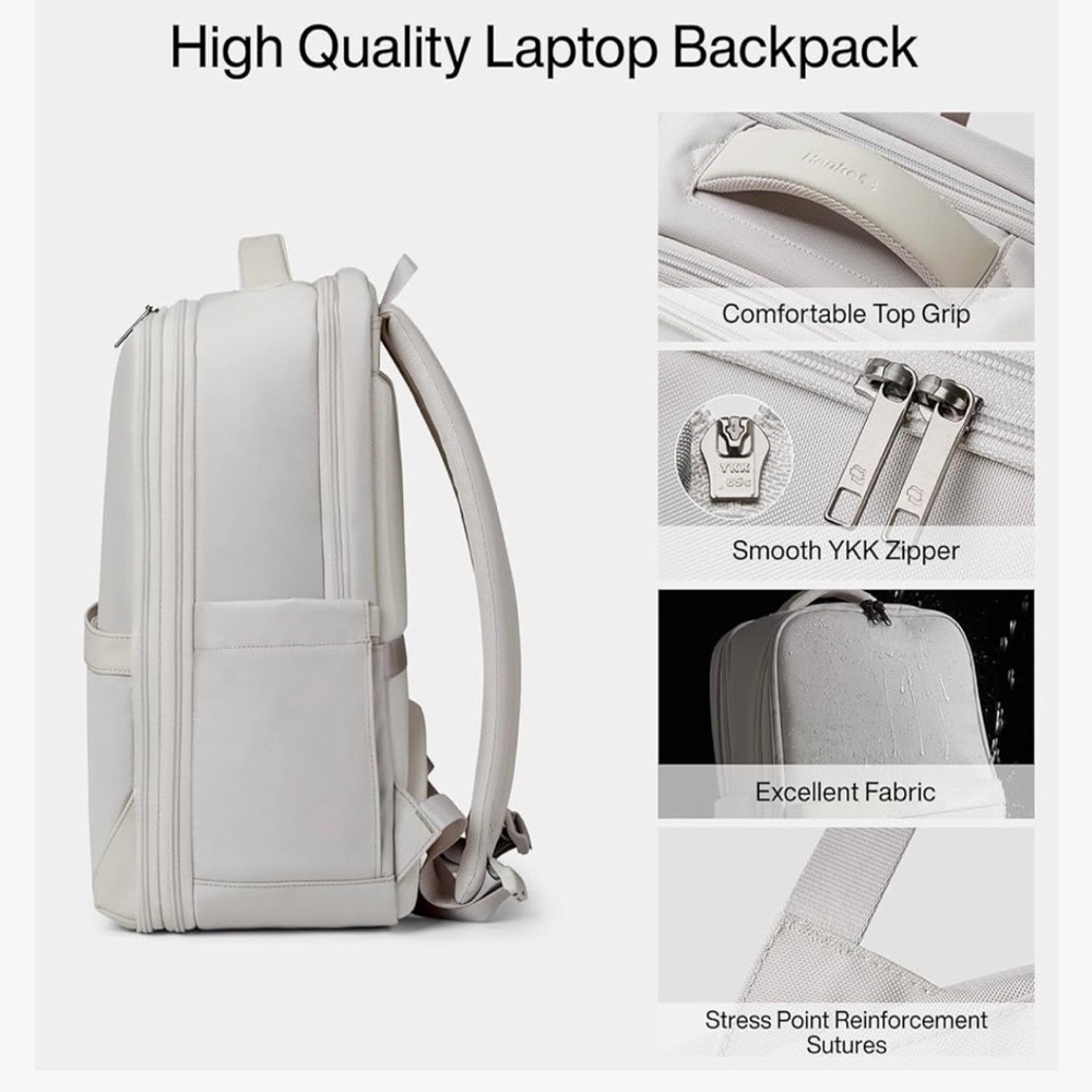 NEW Hanke Expandable Travel Laptop Backpack 16” – Greyish White - Picture 10 of 10